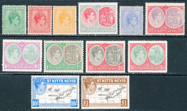 St. Kitts-Nevis 1938-50 SG.68-77f M/M