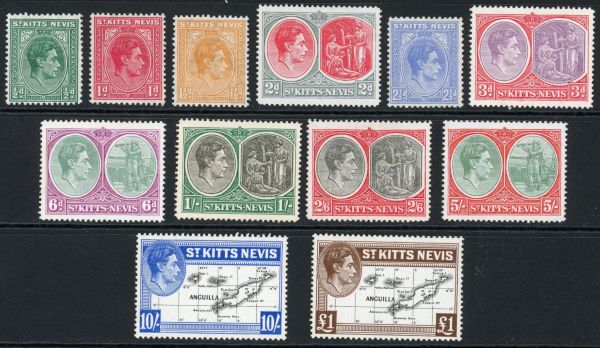 St. Kitts-Nevis 1938-50 SG.68a-77f M/M