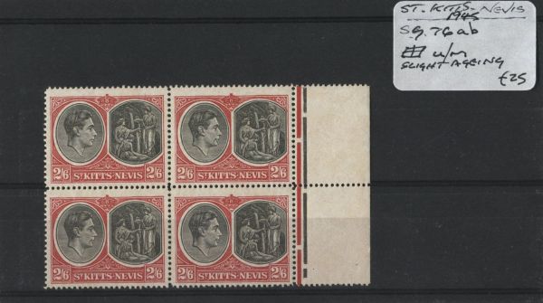 St. Kitts-Nevis 1945 SG.76ab Block U/M