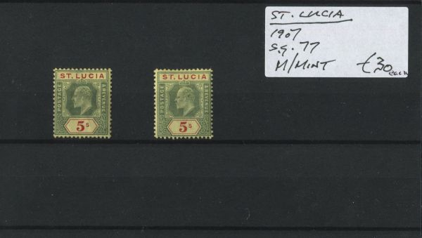 St. Lucia 1907 SG.77 M/M (each)