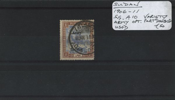 Sudan 1906 SG.A10 Var. Army OPT. Used