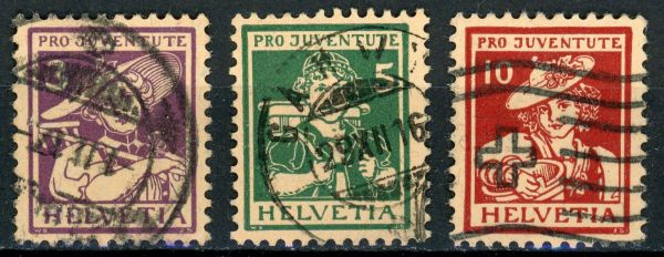 Switzerland 1916 Pro. Juventute SG.J3-J5 F/U