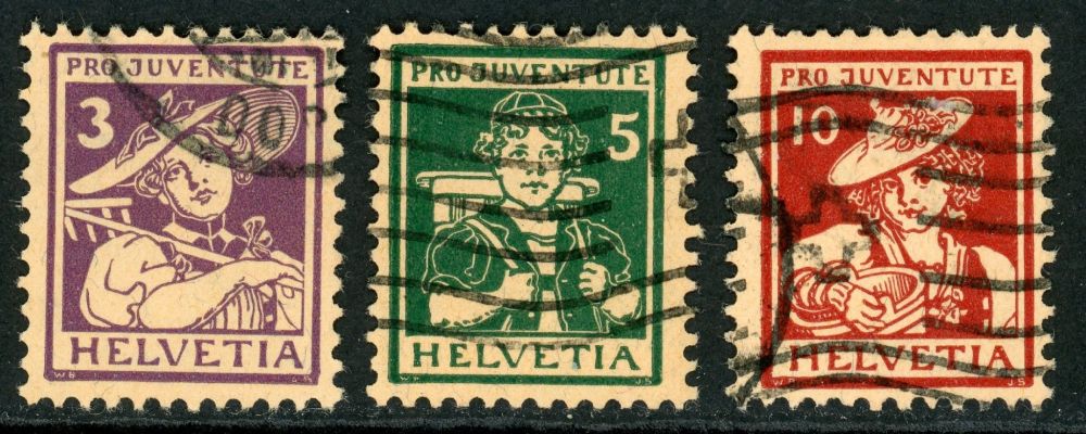 Switzerland / Pro Juventute 1916 SG.J3-J5 F/U (1)