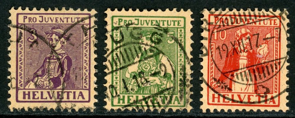 Switzerland / Pro Juventute 1917 SG.J6-J8 F/U (1)