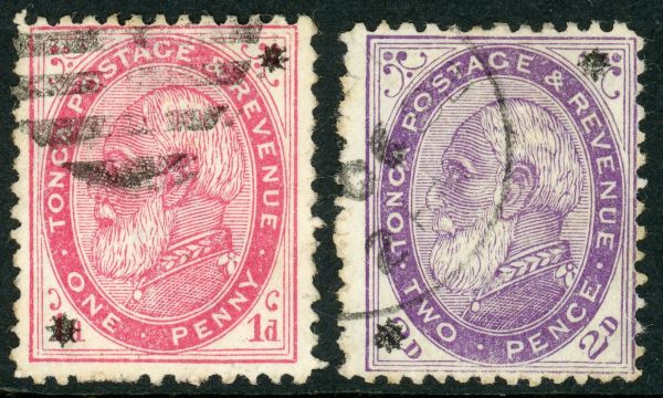 Tonga 1891 SG.7-8 F/U perf 12.5