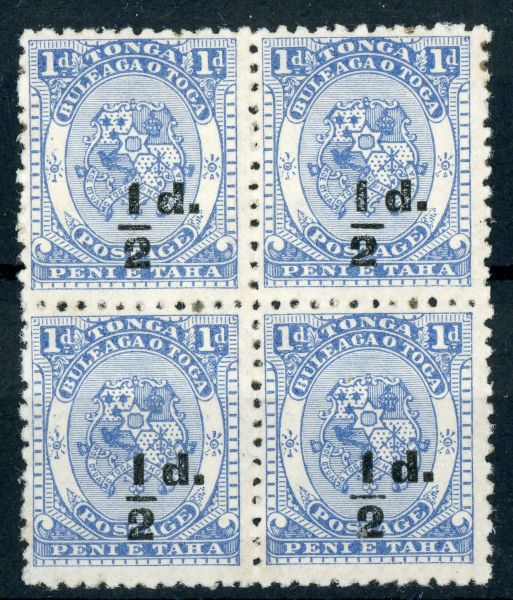 Tonga 1893 SG.15 M/M block of 4 (2 x U/M)