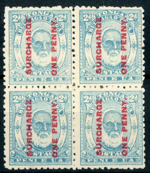 Tonga 1895 SG.25 M/M block of 4