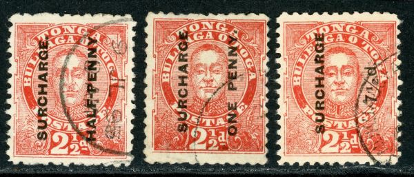 Tonga 1895 SG.29-31F/U