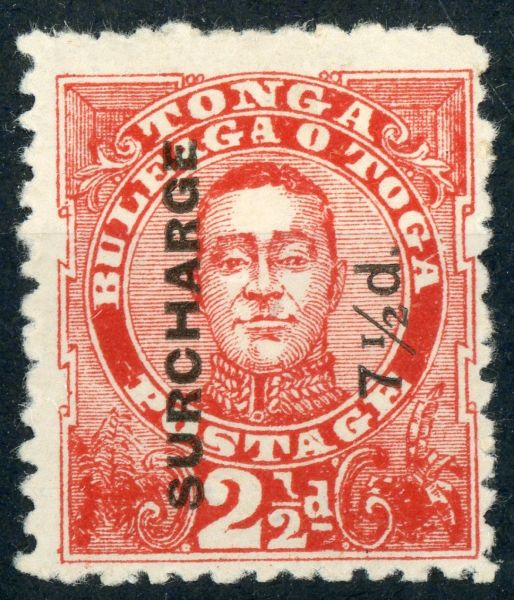 Tonga 1895 SG.31e M/M ''7 for 1 in d'' variety