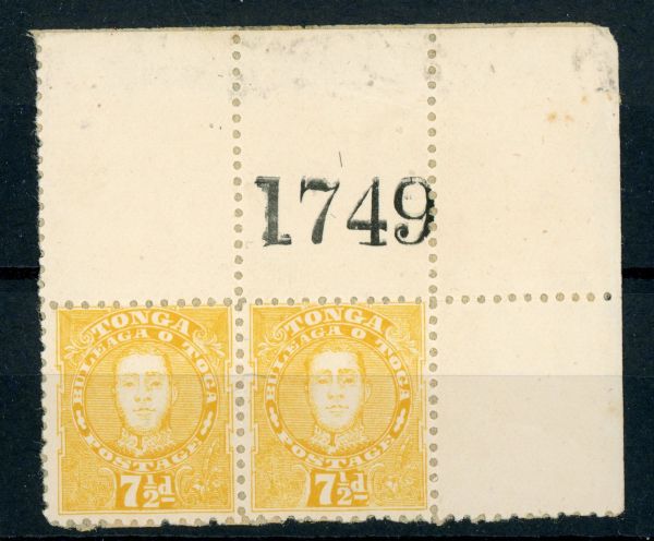 Tonga 1895 SG.35a M/M pair (stuck on card)