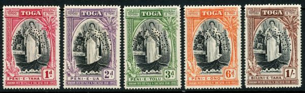 Tonga 1944 SG.83s-87s U/M Specimen