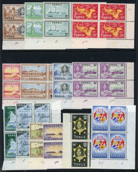 Tonga 1953 SG.101-114 U/M blocks of 4