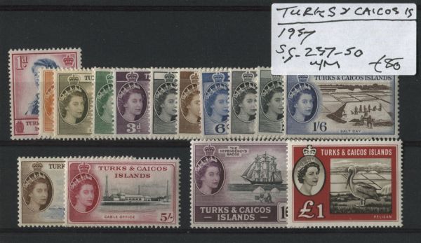 Turks & Caicos 1957 SG.237-50 U/M