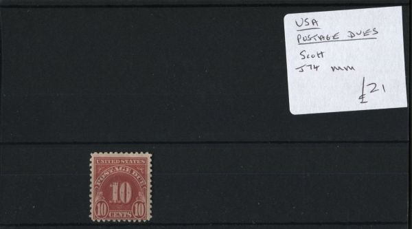 USA Postage Dues Scott J74 M/M