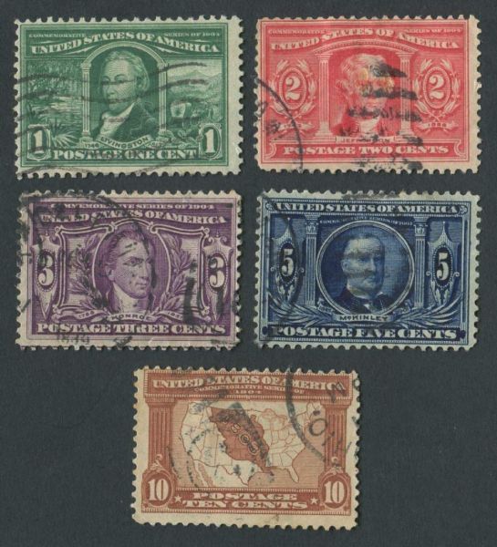 USA SG.330-334 1c, 2c, 3c, 5c, 10c Used (2)