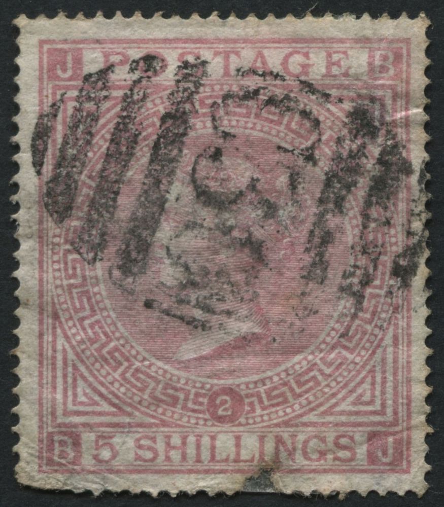 USED ABROAD CHILE Z88 1867-74 5s Rose BJ, faults but complete C30 of VALPARAISO