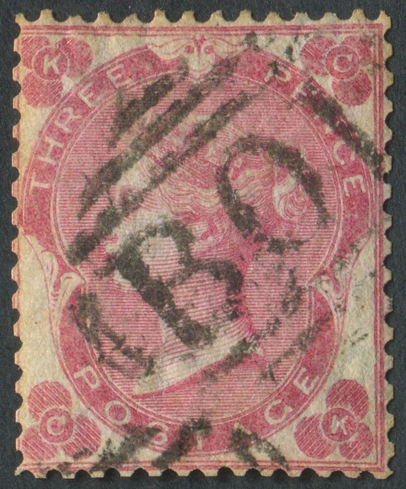 USED ABROAD EGYPT Z10 USED ABROAD. 1862 GB 3d Carmine-Rose CK, F/U with B01 of Alexandria