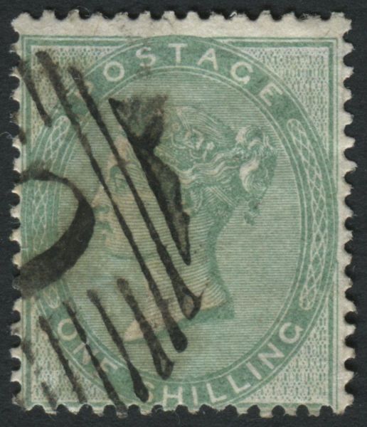 Used Abroad Z111  Constantinople 1856 1s green, fine used with 'C' in bars of Constantinople.