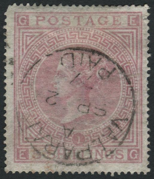 Used Abroad Z88 Valpariso Chile 1867-74 5s rose, EG, blunt upper left corner