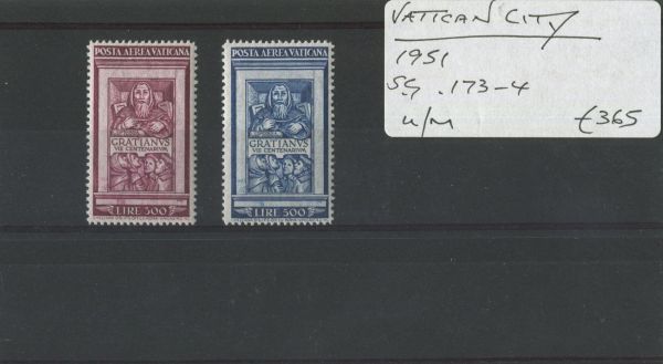 Vatican City 1951 SG.173-4 U/M