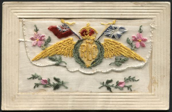 World War I embroidered Silk postcards from France, including Christmas and Royal Flying Corp,(7)