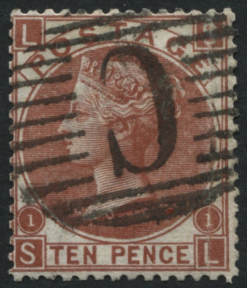 Z110 1867 10d Red-Brown plate 1 SL, with bold C of CONSTANTINOPLE, crease at right does